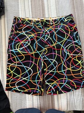 Loudmouth Black Shorts with Neon Loop Print